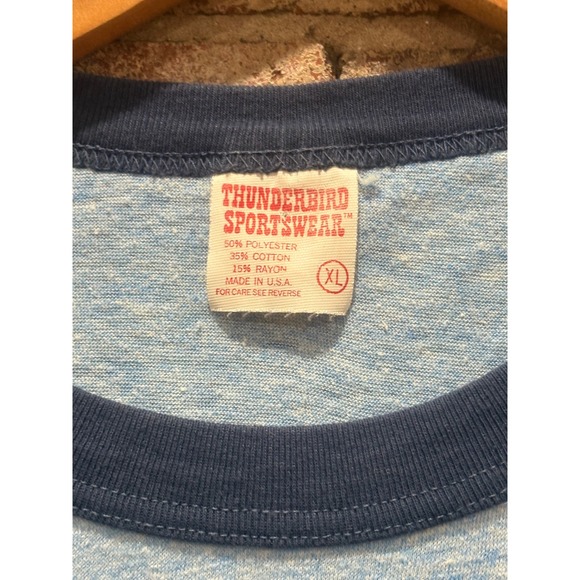Vintage Thunderbird Sportswear Surfin USA Ringer T Shirt Blue - Picture 6 of 8
